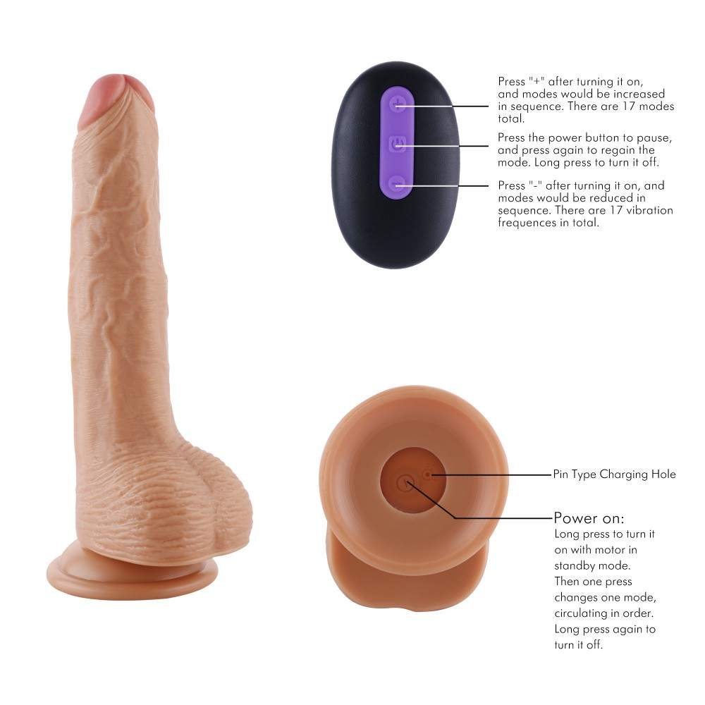 Sinloli Remote Controlled Vibrating Dildo,With Suction Cup