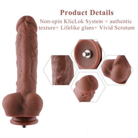 9.45" Silicone Dildo For Hismith Sex Machine With KlicLok Connector, 7.5" Insertable Length,Flesh