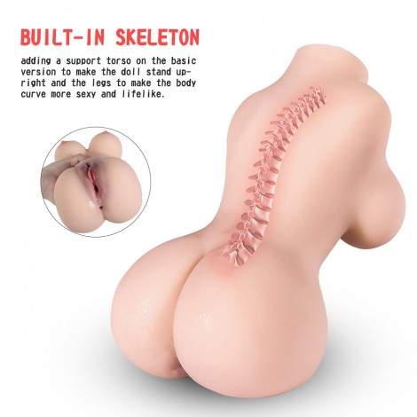 SINLOLI 2.3kg Lifelike Mini Sex Doll for Male Masturbator, Adult Toy Women Torso Sex Toy with Skeleton Pussy Ass TPE Doll