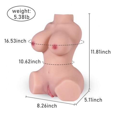 SINLOLI 2.4kg Lifelike Mini Sex Doll for Male Masturbator, Adult Toy Women Torso Sex Toy with Skeleton Pussy Ass TPE Doll