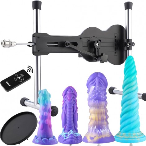 Sex Machine, Sinloli Remote Controlled Ukulele Love Machine Device, with Wildolo Silicone Dildo Attachments,